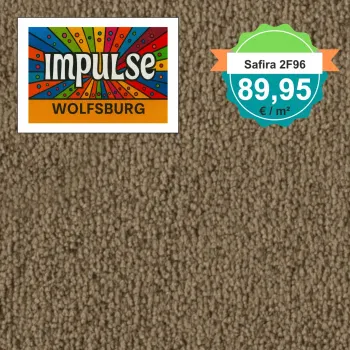 Vorwerk Safira Teppichboden Farbcode 2F96 – Draufsicht mit Preisetikett 89,95 €/m²